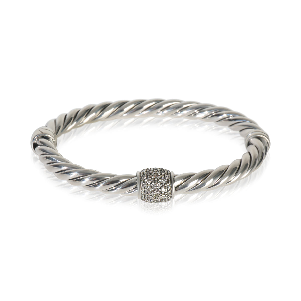 David Yurman Sterling Silver Diamond Metro Hinged Bracelet fv