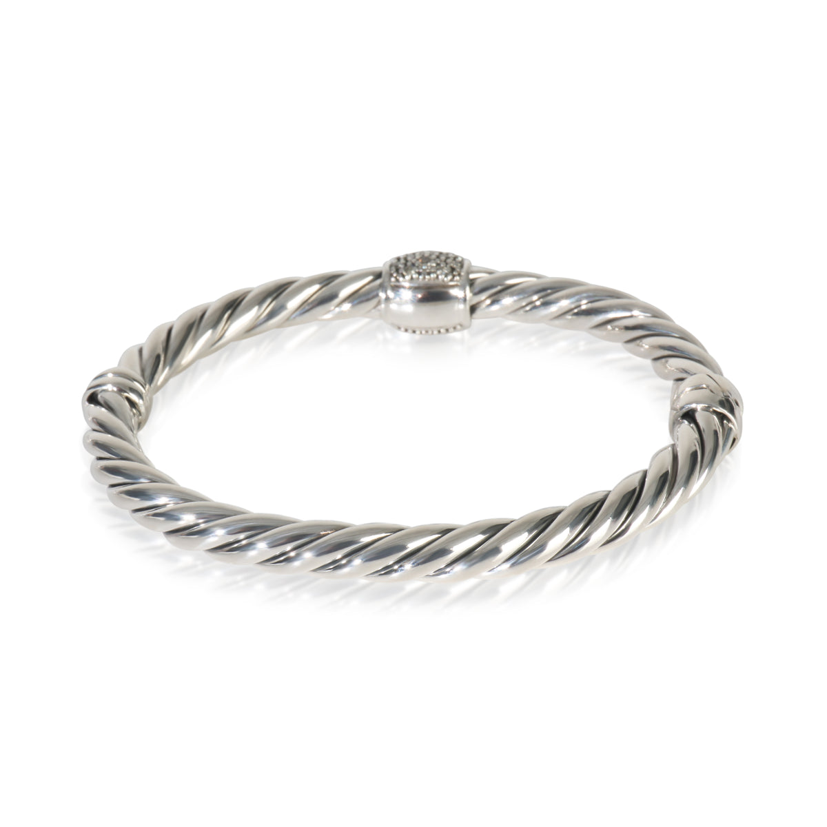 David Yurman Sterling Silver Diamond Metro Hinged Bracelet pv