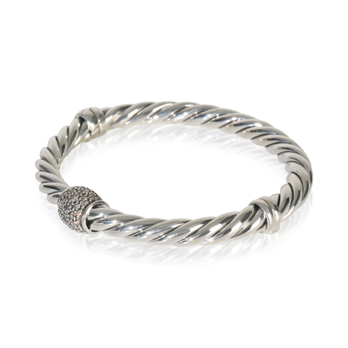 David Yurman Sterling Silver Diamond Metro Hinged Bracelet sv