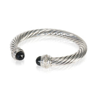 Sterling Silver Onyx and Diamond Cable Classic Bracelet