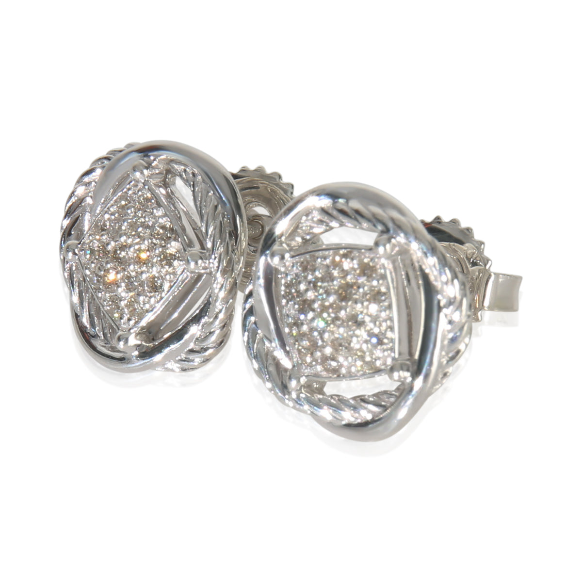 Sterling Silver Diamond Infinity Earrings