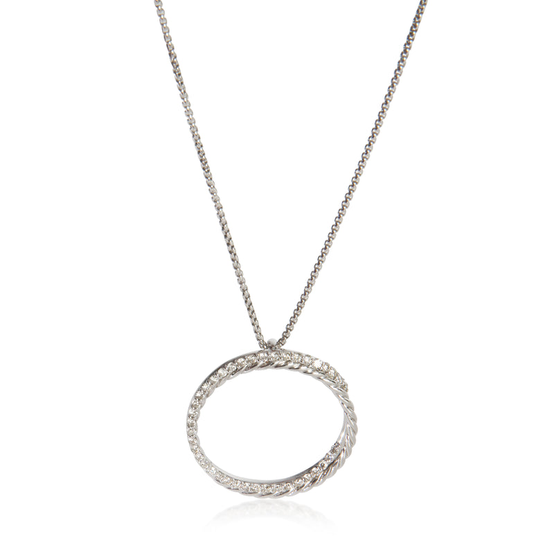 David Yurman Sterling Silver Diamond Infinity Crossover Pendant fv
