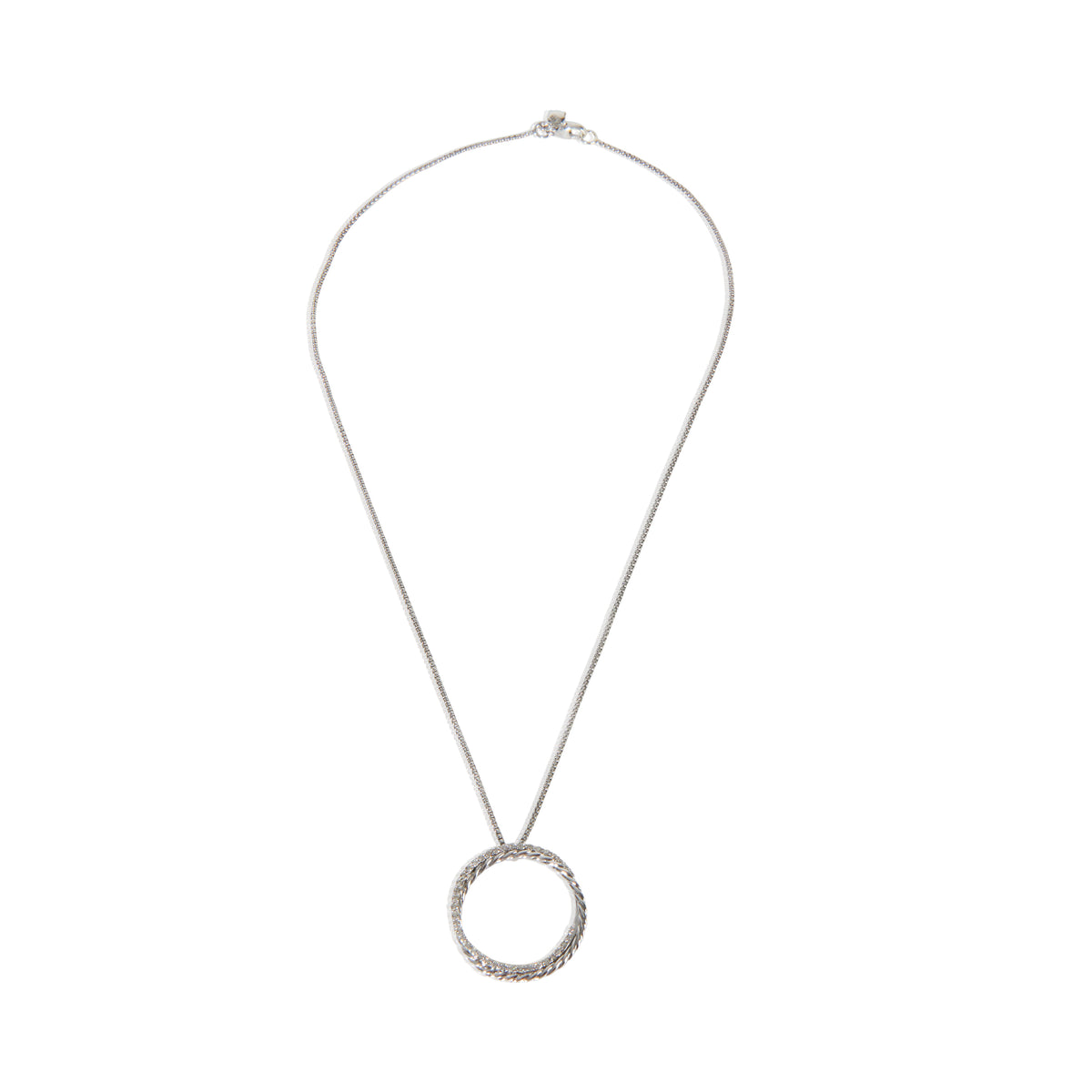 David Yurman Sterling Silver Diamond Infinity Crossover Pendant pv