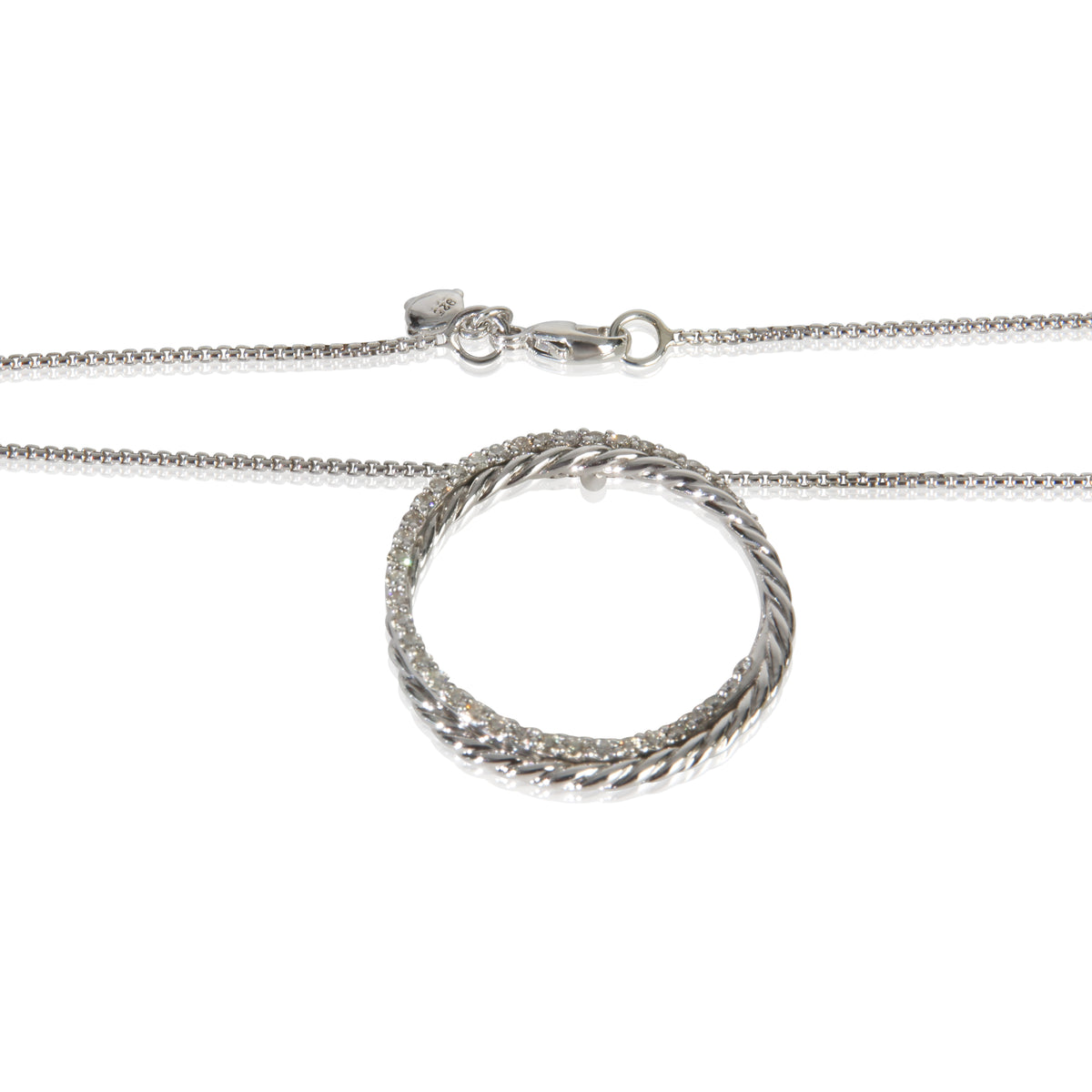 David Yurman Sterling Silver Diamond Infinity Crossover Pendant sv