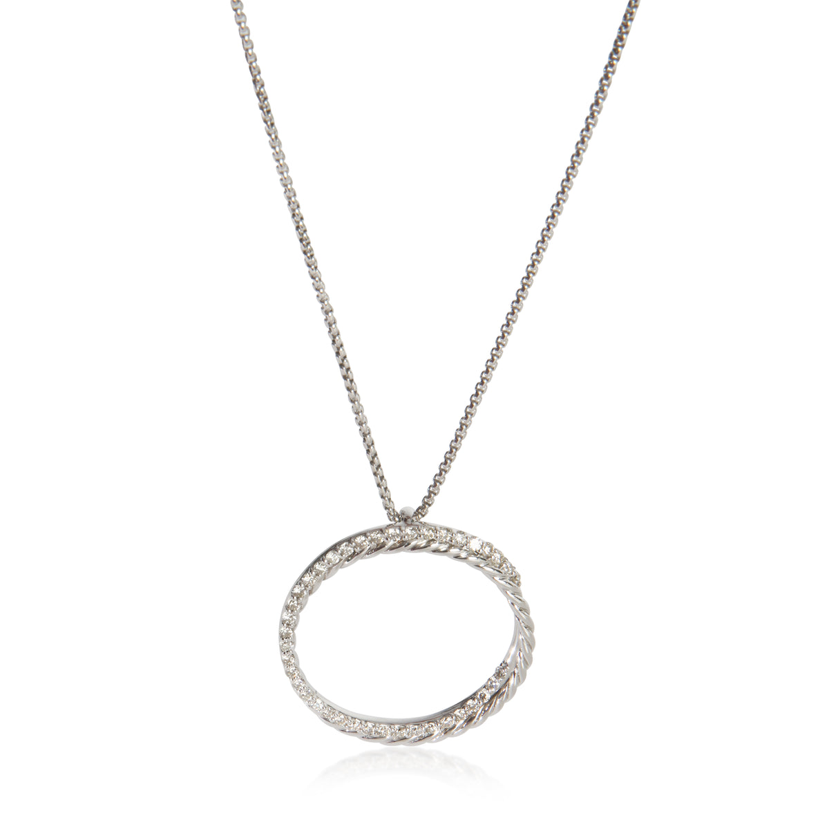 David Yurman Sterling Silver Diamond Infinity Crossover Pendant fv