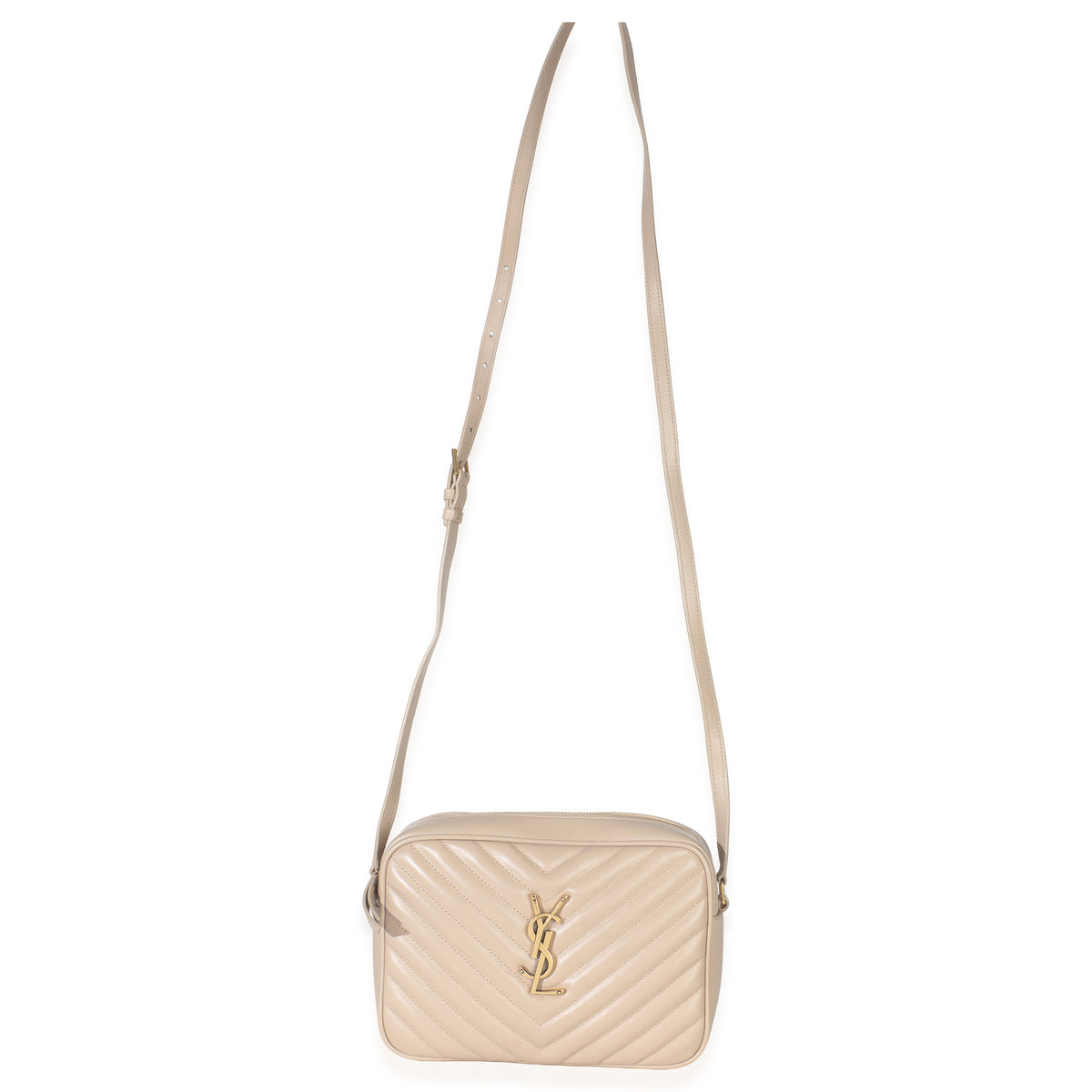 Saint Laurent Dark Beige Matelasse Calfskin Monogram Lou Camera Bag Handbag av
