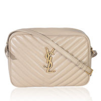 Saint Laurent Dark Beige Matelasse Calfskin Monogram Lou Camera Bag Handbag fv