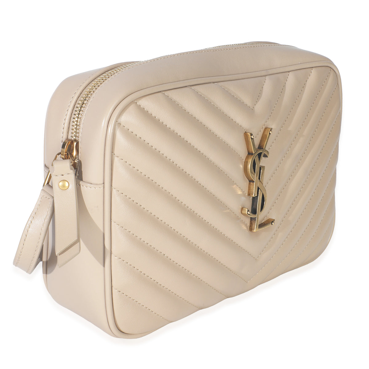 Saint Laurent Dark Beige Matelasse Calfskin Monogram Lou Camera Bag Handbag pv