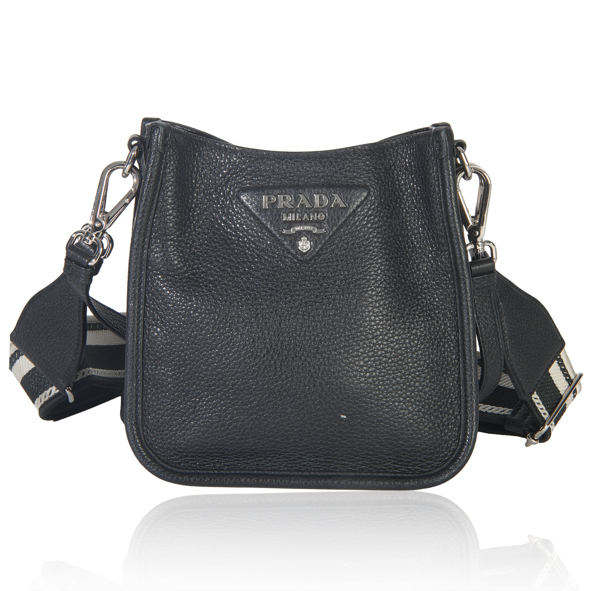 Black Vitello Daino Soft Mini Hobo Messenger Bag