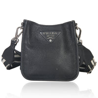 Black Vitello Daino Soft Mini Hobo Messenger Bag