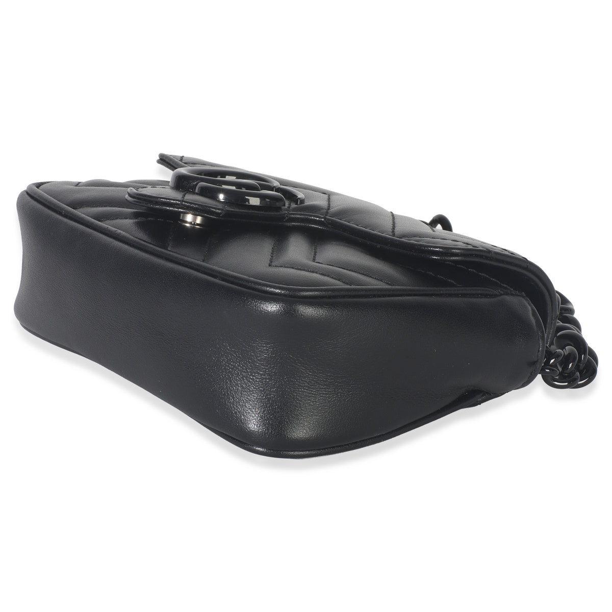 Black Matelasse Calfskin Monochrome GG Marmont Chain Belt Bag