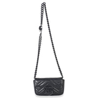 Black Matelasse Calfskin Monochrome GG Marmont Chain Belt Bag
