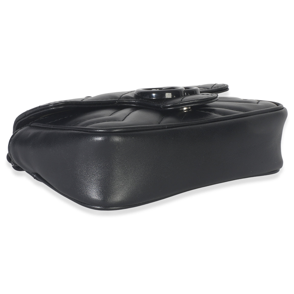 Black Matelasse Calfskin Monochrome GG Marmont Chain Belt Bag