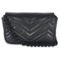 Black Matelasse Calfskin Monochrome GG Marmont Chain Belt Bag