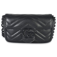 Black Matelasse Calfskin Monochrome GG Marmont Chain Belt Bag