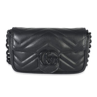 Black Matelasse Calfskin Monochrome GG Marmont Chain Belt Bag
