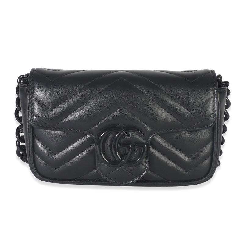 Black Matelasse Calfskin Monochrome GG Marmont Chain Belt Bag