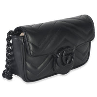 Black Matelasse Calfskin Monochrome GG Marmont Chain Belt Bag