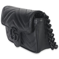 Black Matelasse Calfskin Monochrome GG Marmont Chain Belt Bag