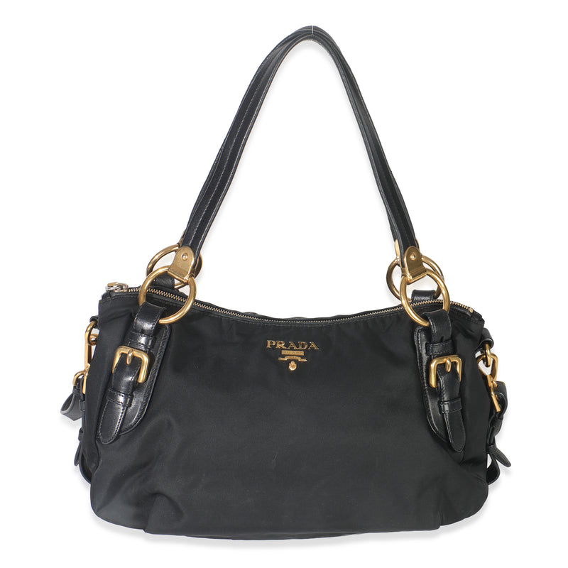 Vintage Black Tessuto Nylon Bauletto Bag