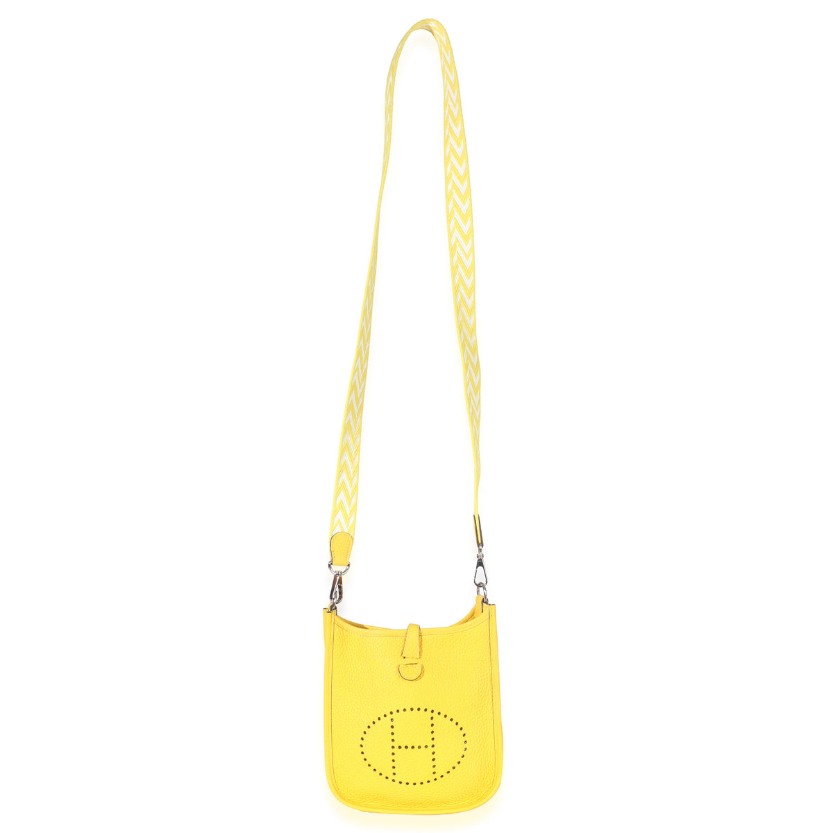 Hermès Jaune De Naples Clemence Mini Evelyne TPM PHW Handbag ad1