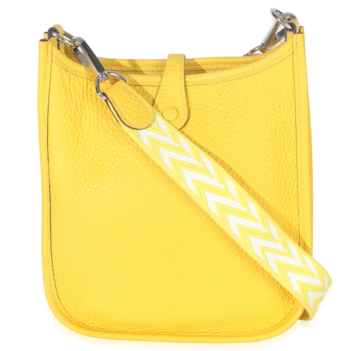 Hermès Jaune De Naples Clemence Mini Evelyne TPM PHW Handbag bv