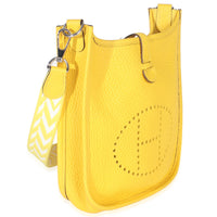 Hermès Jaune De Naples Clemence Mini Evelyne TPM PHW Handbag pv