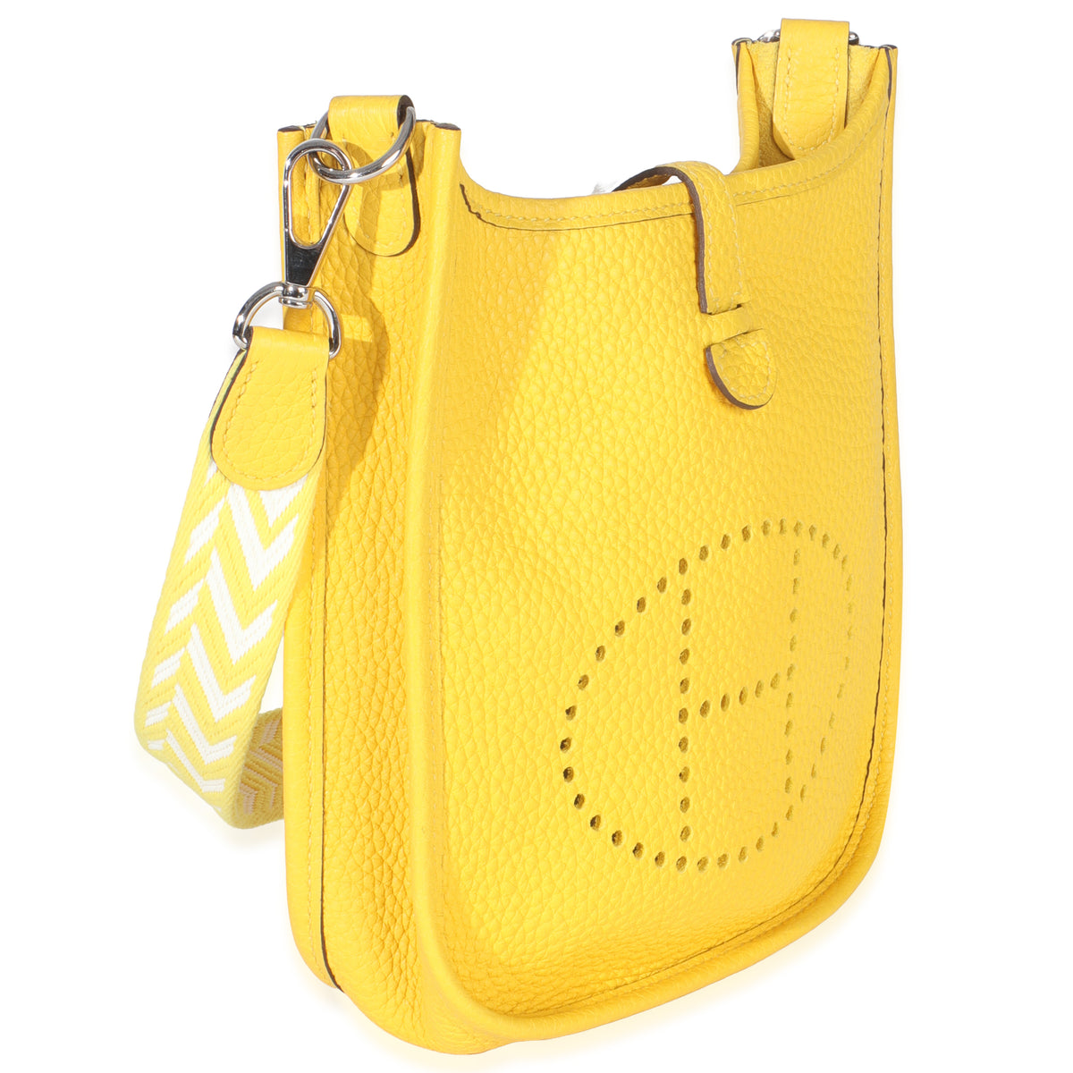 Hermès Jaune De Naples Clemence Mini Evelyne TPM PHW Handbag pv