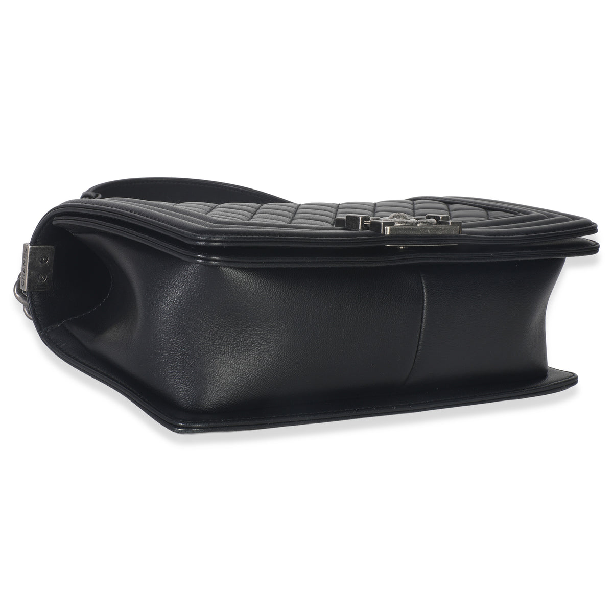 Black Quilted Lambskin Old Medium Boy Bag