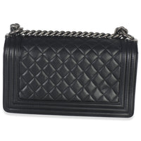 Black Quilted Lambskin Old Medium Boy Bag