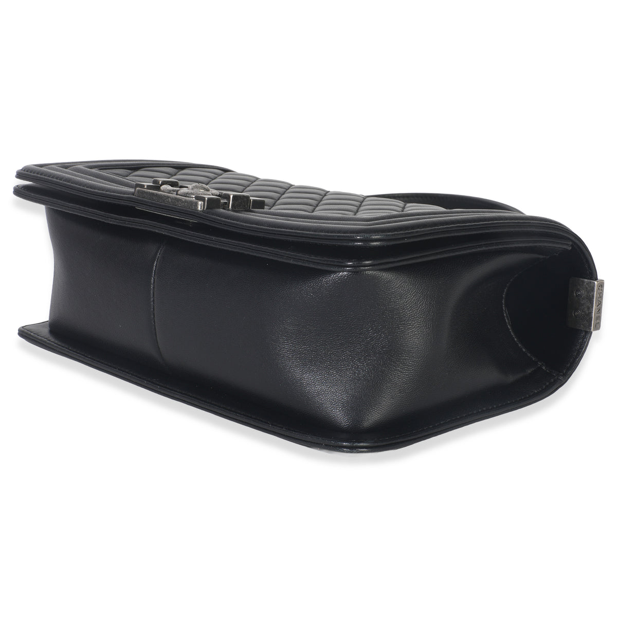 Black Quilted Lambskin Old Medium Boy Bag