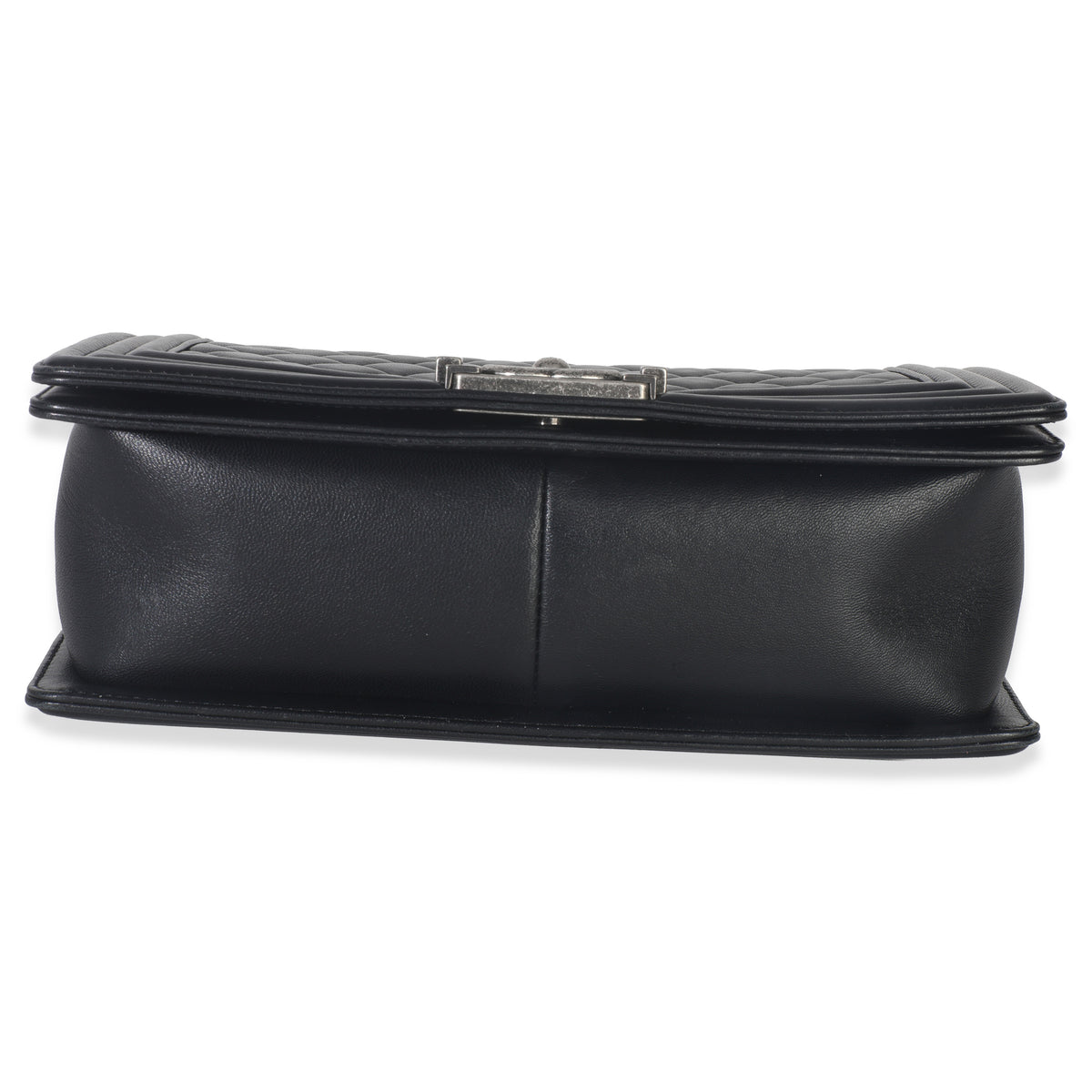 Black Quilted Lambskin Old Medium Boy Bag