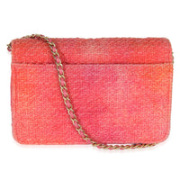Pink Orange Quilted Tweed Timeless CC Wallet On Chain