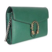 Gucci Emerald Pebbled Calfskin Dionysus Chain Wallet Handbag pv