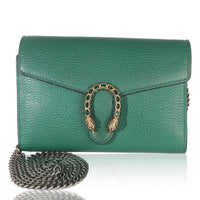 Gucci Emerald Pebbled Calfskin Dionysus Chain Wallet Handbag fv