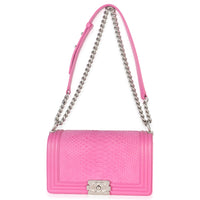 Chanel Pink Matte Python Old Medium Boy Bag Handbag av
