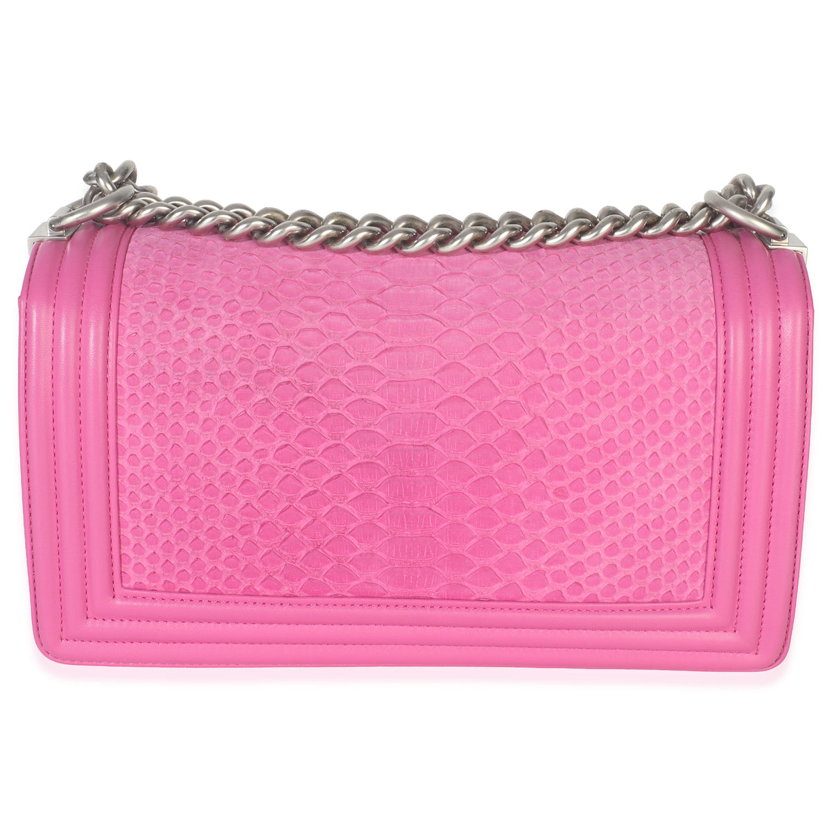 Chanel Pink Matte Python Old Medium Boy Bag Handbag bv