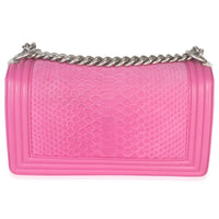 Chanel Pink Matte Python Old Medium Boy Bag Handbag bv