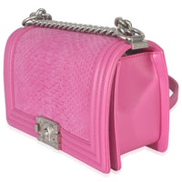 Chanel Pink Matte Python Old Medium Boy Bag Handbag sv