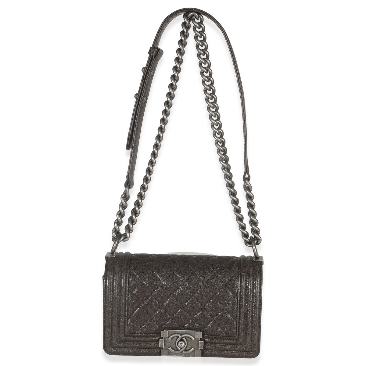 Chanel Brown Quilted Caviar Small Boy Handbag Handbag av