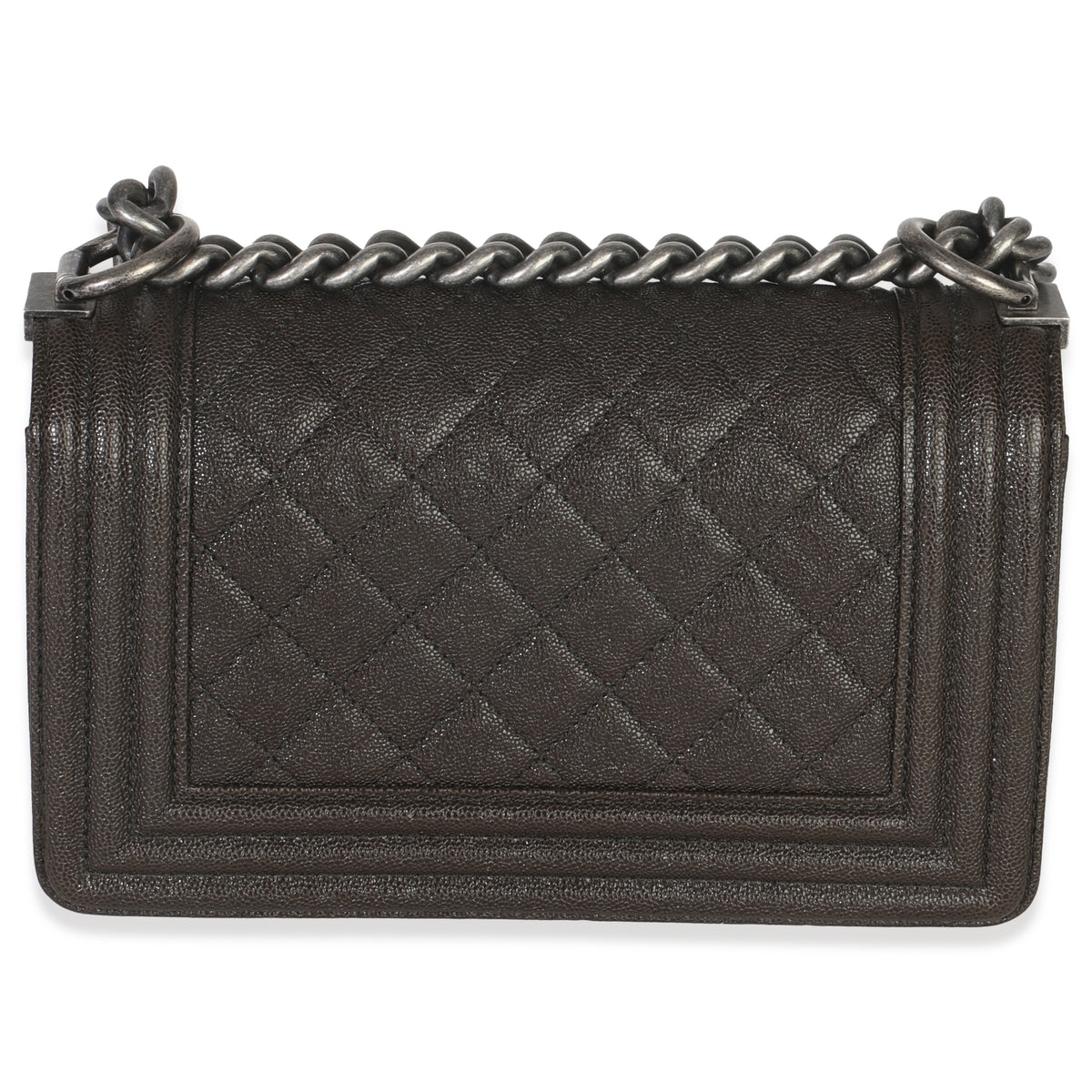 Chanel Brown Quilted Caviar Small Boy Handbag Handbag bv