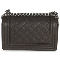 Chanel Brown Quilted Caviar Small Boy Handbag Handbag bv