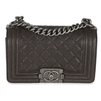 Chanel Brown Quilted Caviar Small Boy Handbag Handbag fv