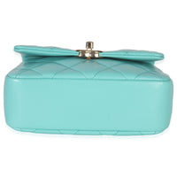 Teal Quilted Calfskin Top Handle Flap Bag