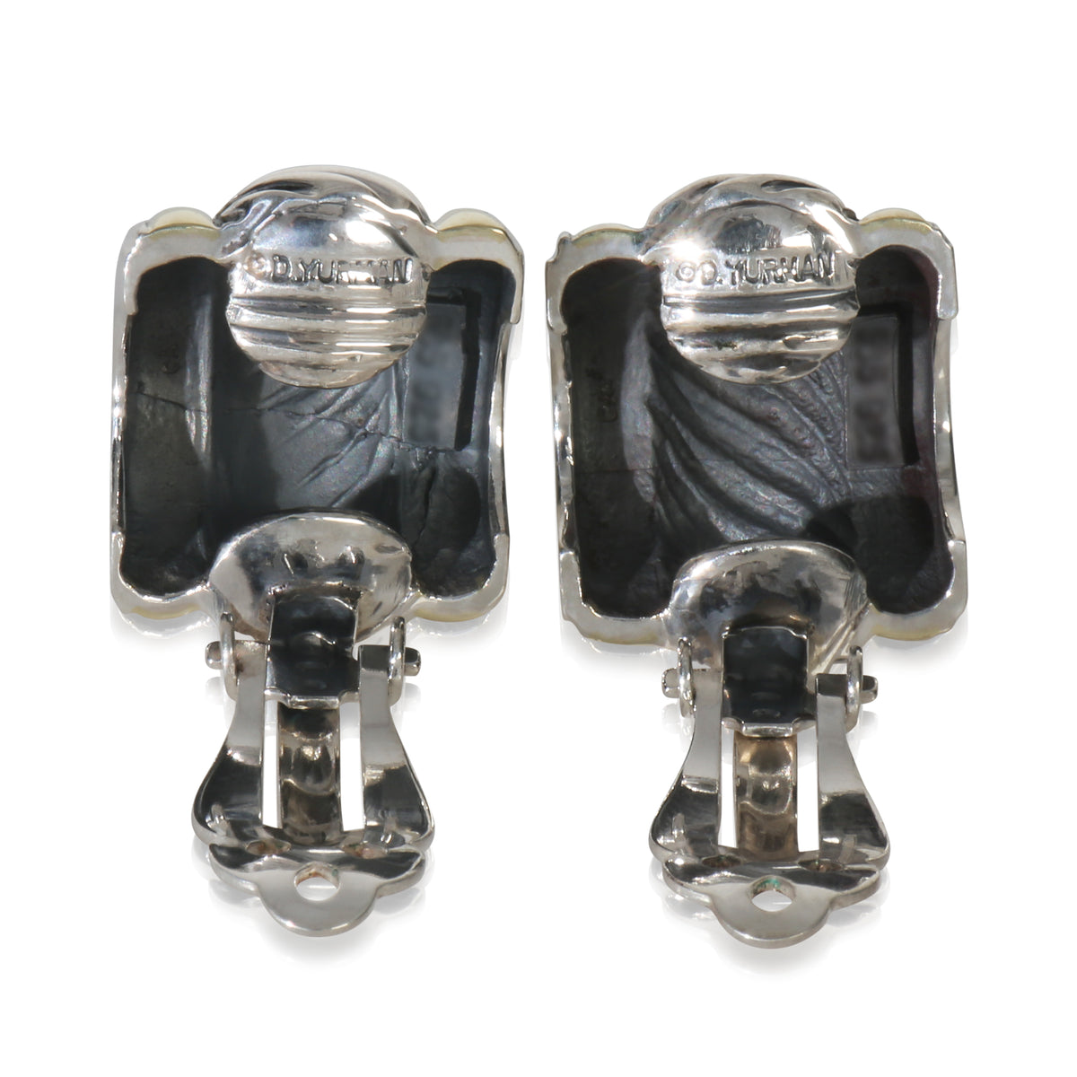 David Yurman Yellow Gold & Sterling Silver  Vintage Cable Hoop Earrings bv