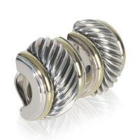 David Yurman Yellow Gold & Sterling Silver  Vintage Cable Hoop Earrings sv