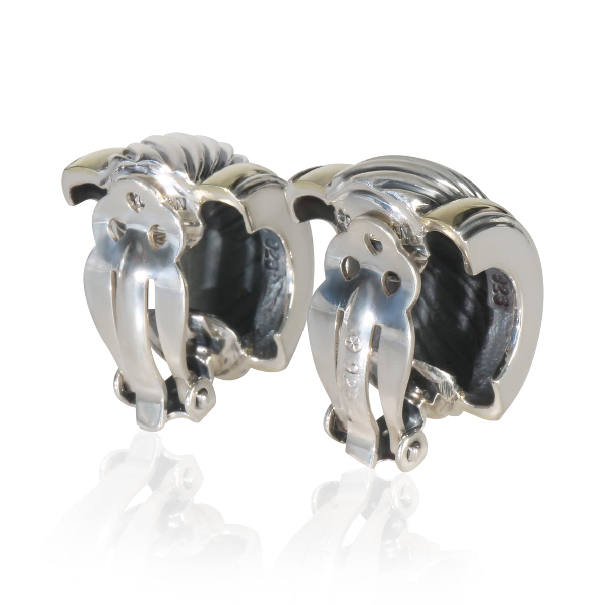 Yellow Gold & Sterling Silver  Vintage Cable Hoop Earrings