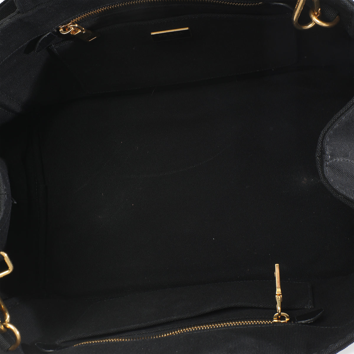 Prada Black Canvas White Logo Small Canapa Tote Handbag av