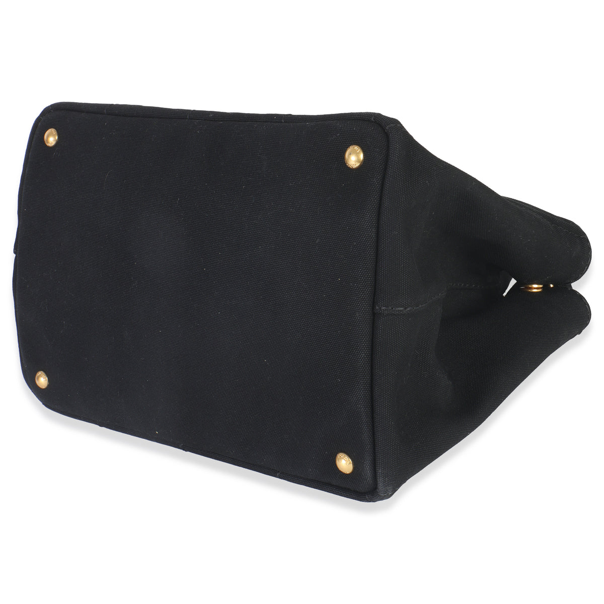 Prada Black Canvas White Logo Small Canapa Tote Handbag box