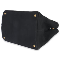 Prada Black Canvas White Logo Small Canapa Tote Handbag box